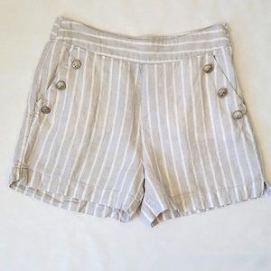 Jones New York Sailor Style Striped Linen Dressy Shorts Gray & White Size 4